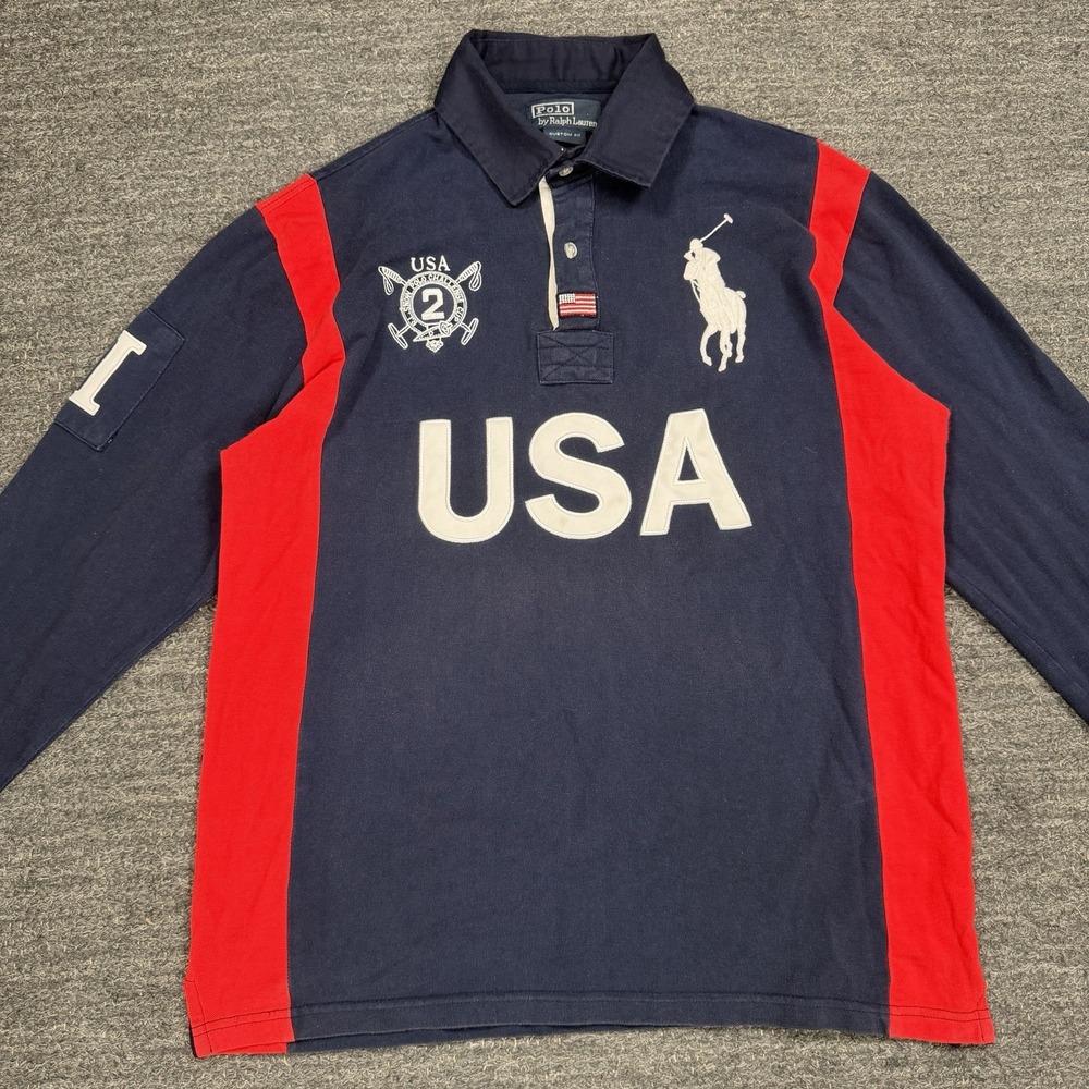 Vintage Polo Ralph Lauren RL Snow Polo Challenge Cup USA Rugby Shirt Large #2